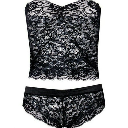 

50pcs Sexy Black Red White Lace Tube Top Bra Boy Short Panty Set Lingerie