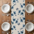 thumbnail image 4 of Table Runner 108 Inches Long for Kitchen Dining, Navy Blue Floral Dresser Scarf Farmhouse, Dining Table Decorations for Wedding/Parties, Spring Flowers Rustic Butterfly 13 x 108 In, 4 of 8