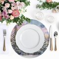 thumbnail image 3 of 15 Inch Round Grid Plate Mats Heat Non-Slip Resistant PVC Placemats for Kitchen Dining Table Decor Watercolor Winter Landscape 1PCS, 3 of 5