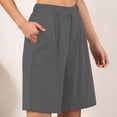 thumbnail image 3 of JIAYUE Women's Shorts Casual Summer Dressy Elastic High Waisted Loose Knee-Length Solid Color Beach With Pockets Stylish Female Bottoms, 3 of 5
