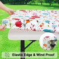 thumbnail image 2 of Rectangle Vinyl Tablecloth, Fitted Table Cover, 100% Waterproof, Elastic Edge, Flannel Backing, Plastic Table Cloth Fit 5 Foot Folding Tables for Picnic, Camping, Outdoor (30x60 inch), 2 of 7