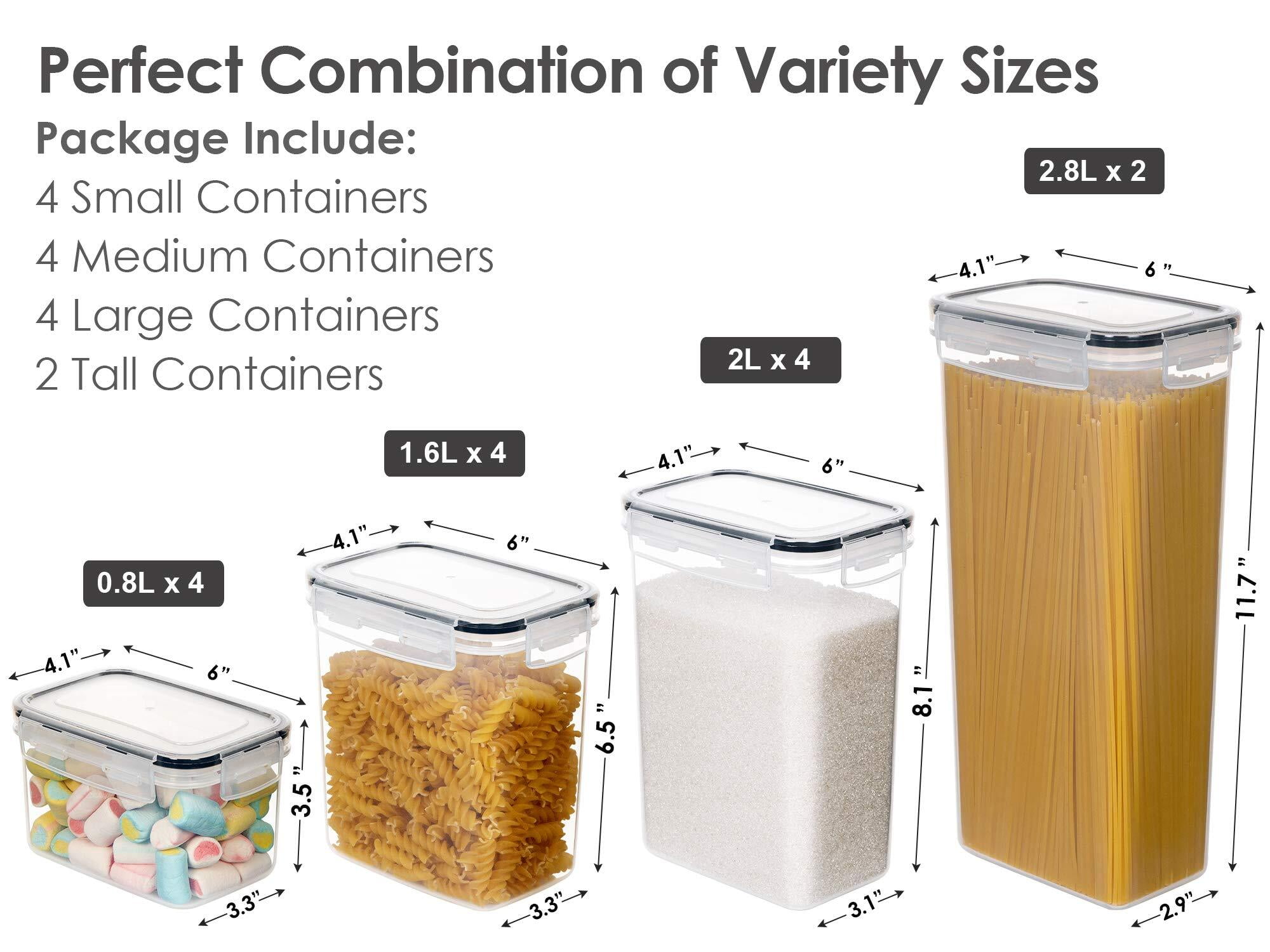 Sindcom Airtight Food Storage Containers Set, 14pcs Plastic Kitchen and Pantry Organization Canisters, Black