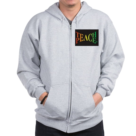 CafePress - Teach Peace Zip Hoodie - Zip Hoodie, Classic Hooded Sweatshirt with Metal Zipper