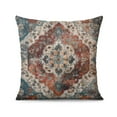 thumbnail image 2 of Boho Ethnic Design Linen Blue Carpet Pattern Farmhouse Throw Pillow Covers 18 X 18 Inch, Set Of 2, Linen Study Sofa Cushion Cover Indoor Living Room Home Decor, 2 of 7