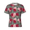 thumbnail image 4 of Vsdgher Rose Flowers Print Men's Dry Fit Mesh Athletic Shirts Moisture Wicking Tennis T-Shirt Tops, 4 of 9