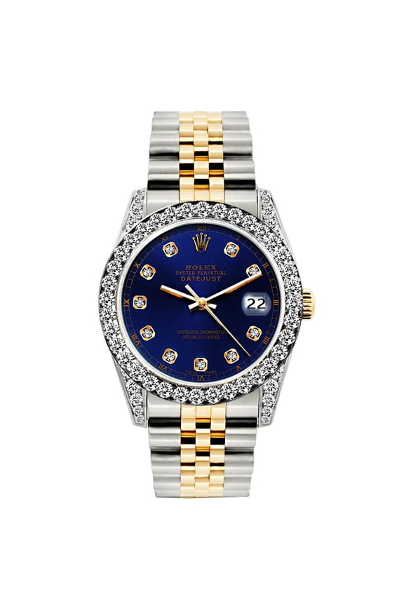 Pre-Owned Rolex Datejust Diamond Watch, 26mm, Yellow Gold and Stainless Steel Bracelet Midnight Express Dial w/ Diamond Bezel and Lugs