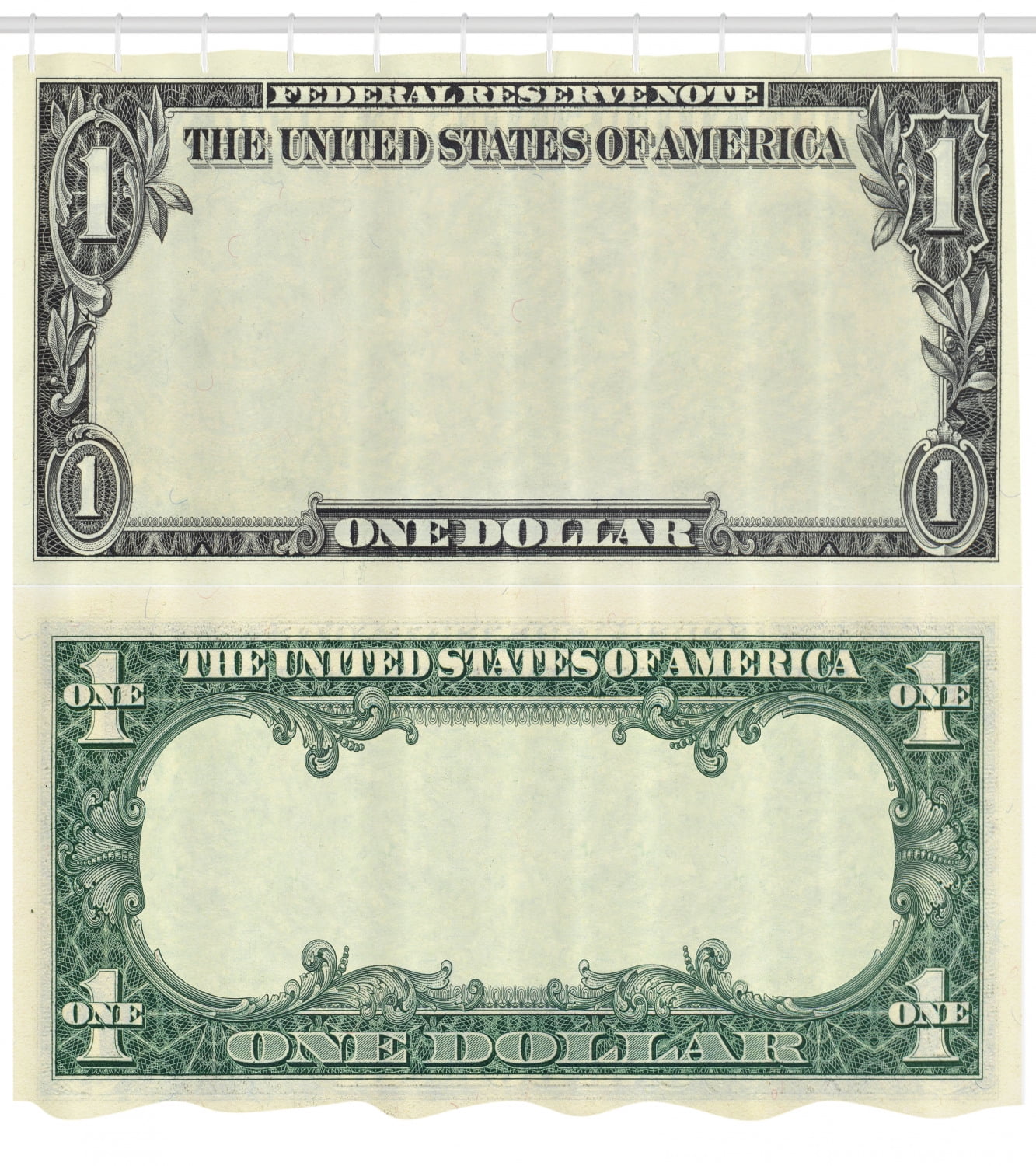 Money Shower Curtain, One Dollar Bill Buck Design American Federal