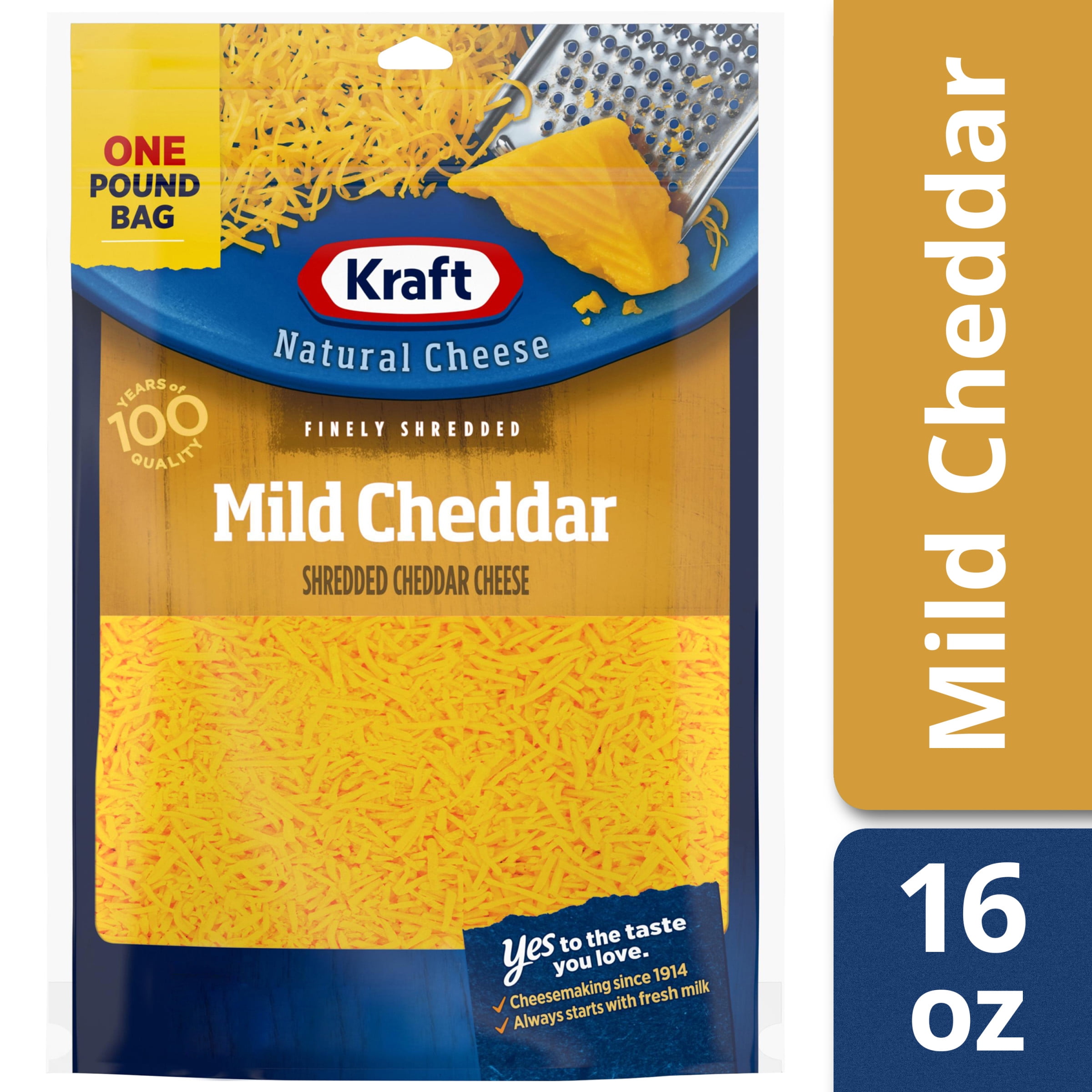 Kraft Finely Shredded Mild Cheddar Shredded Cheese 16 Oz Bag Walmart