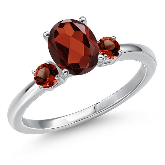 Gem Stone King 14K White Gold Red Garnet Engagement Ring for Women | 1.80 Cttw | Oval 8X6MM | Gemstone January Birthstone | Size 6