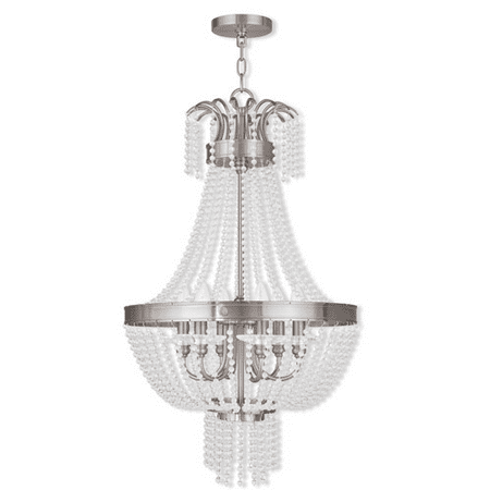 

Pendants Porch 6 Light With Clear Crystals Brushed Nickel size 18 in 360 Watts - World of Crystal