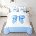 thumbnail image 2 of Feelyou Blue Fashion Bowknot Twin Bedding Sets 7-Piece, Kawaii Dreamy Bow-tie Bedding Comforter Set, Fairy Tale Princess Reversible Sheet Sets, Luxury Bedroom Decor, 2 of 8