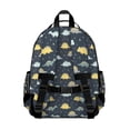 thumbnail image 3 of DarkBlue Cartoon Dinosaurs Yellow Triangles Pattern Backpack for School,Cute School Bag,Schoolbag with Adjustable Shoulder Straps & Padded Back,15.25"x11.5"x5.25", 3 of 5