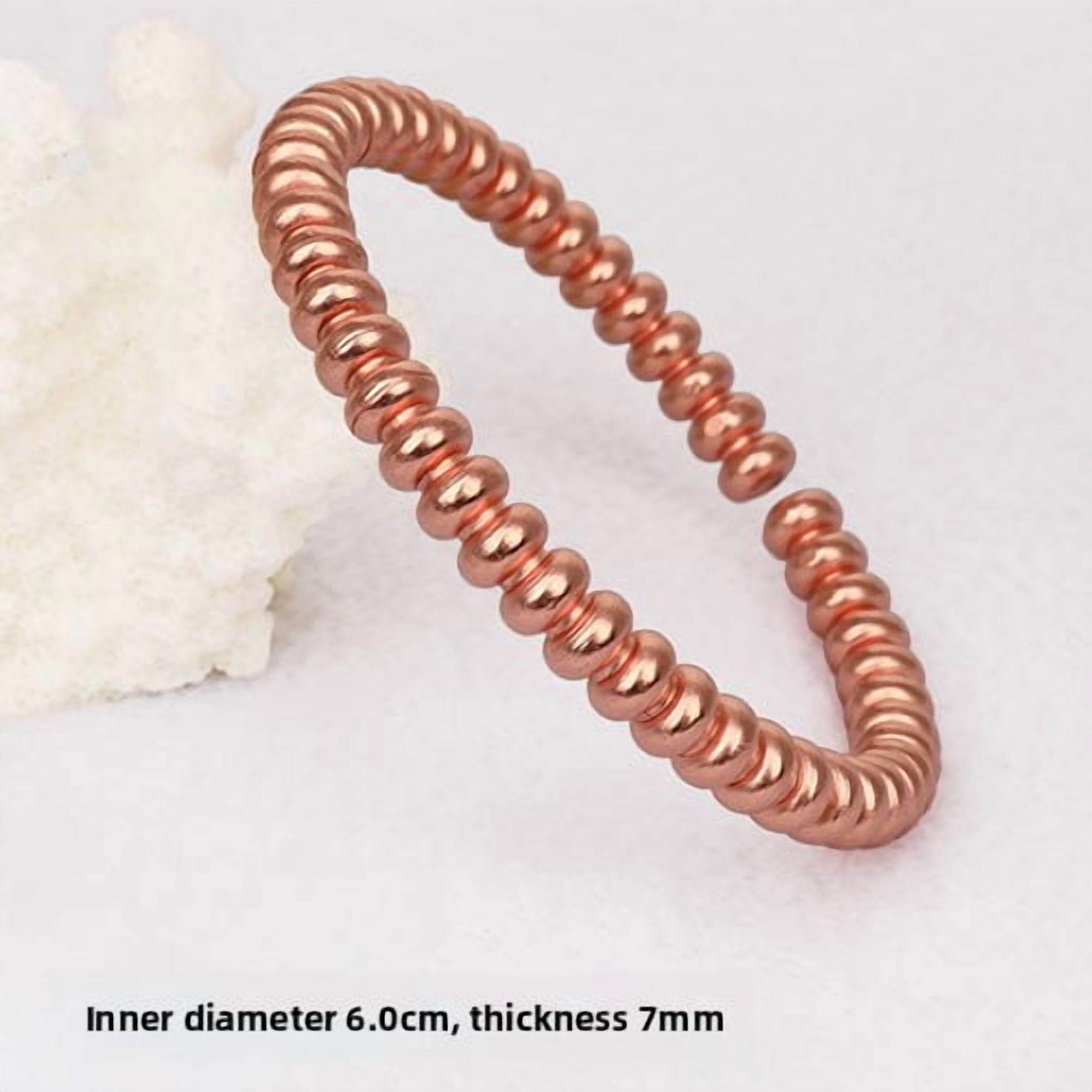 Wollet Non Magnetic Pure Copper Bracelet for Men Women, Set of 2, Length: 6.8&7.4 in, Handmade Copper Jewelry Bracelet Anti Rheumatism