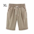 thumbnail image 1 of Pantalones cortos Cintura elástica Pantalones cortos sueltos Mujer Trajes de verano, Caqui, XL kenally AP002089-13, 1 of 6