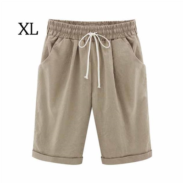 Pantalones cortos Cintura elástica Pantalones cortos sueltos Mujer Trajes de verano, Caqui, XL Speravity AP002089-13
