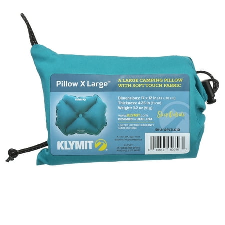 Klymit 枕X LARGEインフレータブルキャンピング&amp;トラベルピロー、ティール - LARGE