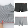 thumbnail image 2 of Striped Boxers Briefs for Men Elastic Waistband Milk Fiber Underwear Panties, 2 of 15