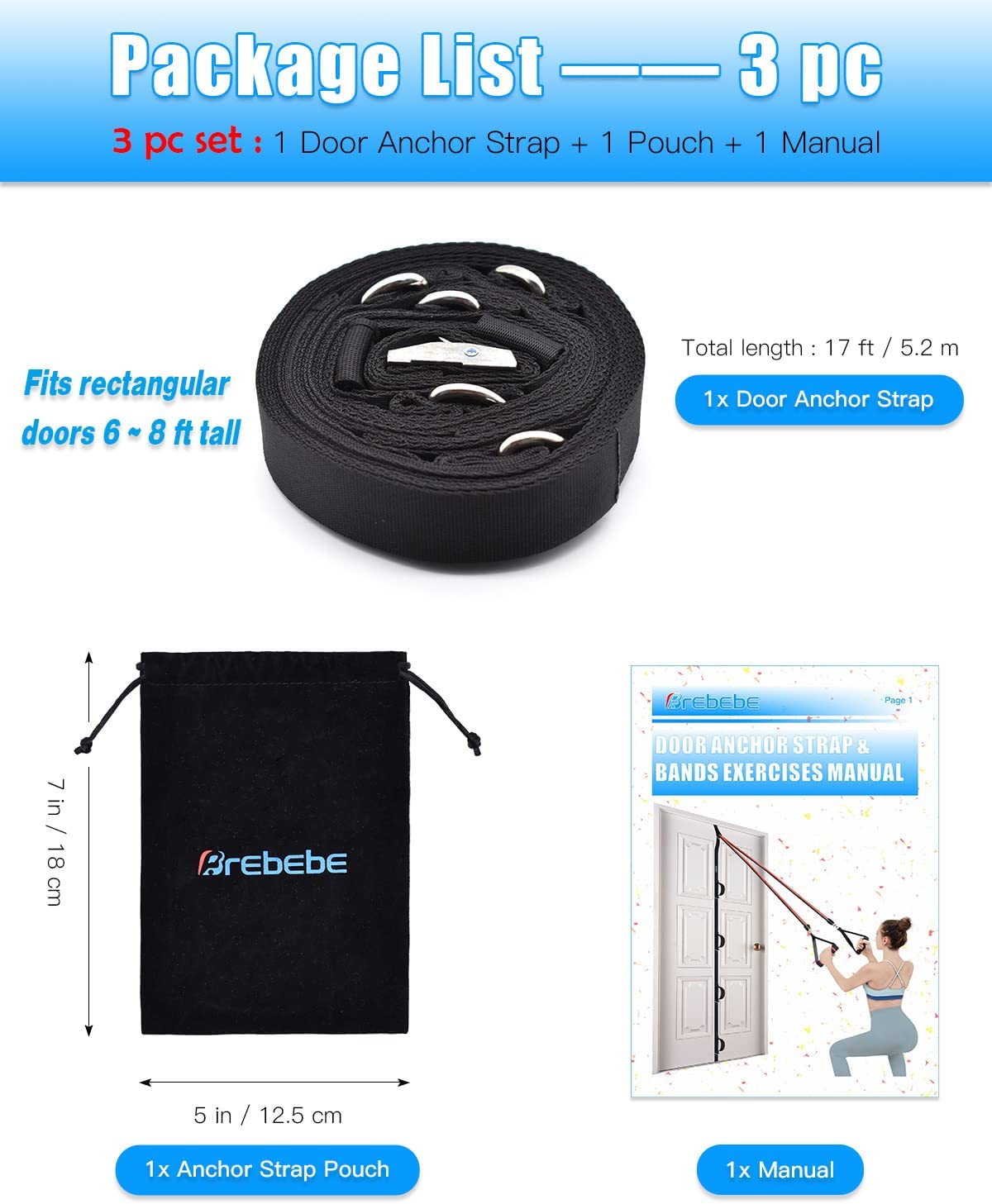 Brebebe Resistance Band Door Anchor Strap photo 3