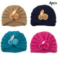 thumbnail image 2 of Coofit Baby Knit Hat Rabbit: 4PCS Cute Infant Winter Hat Newborn Turban Hat Beanie Cap, 2 of 10