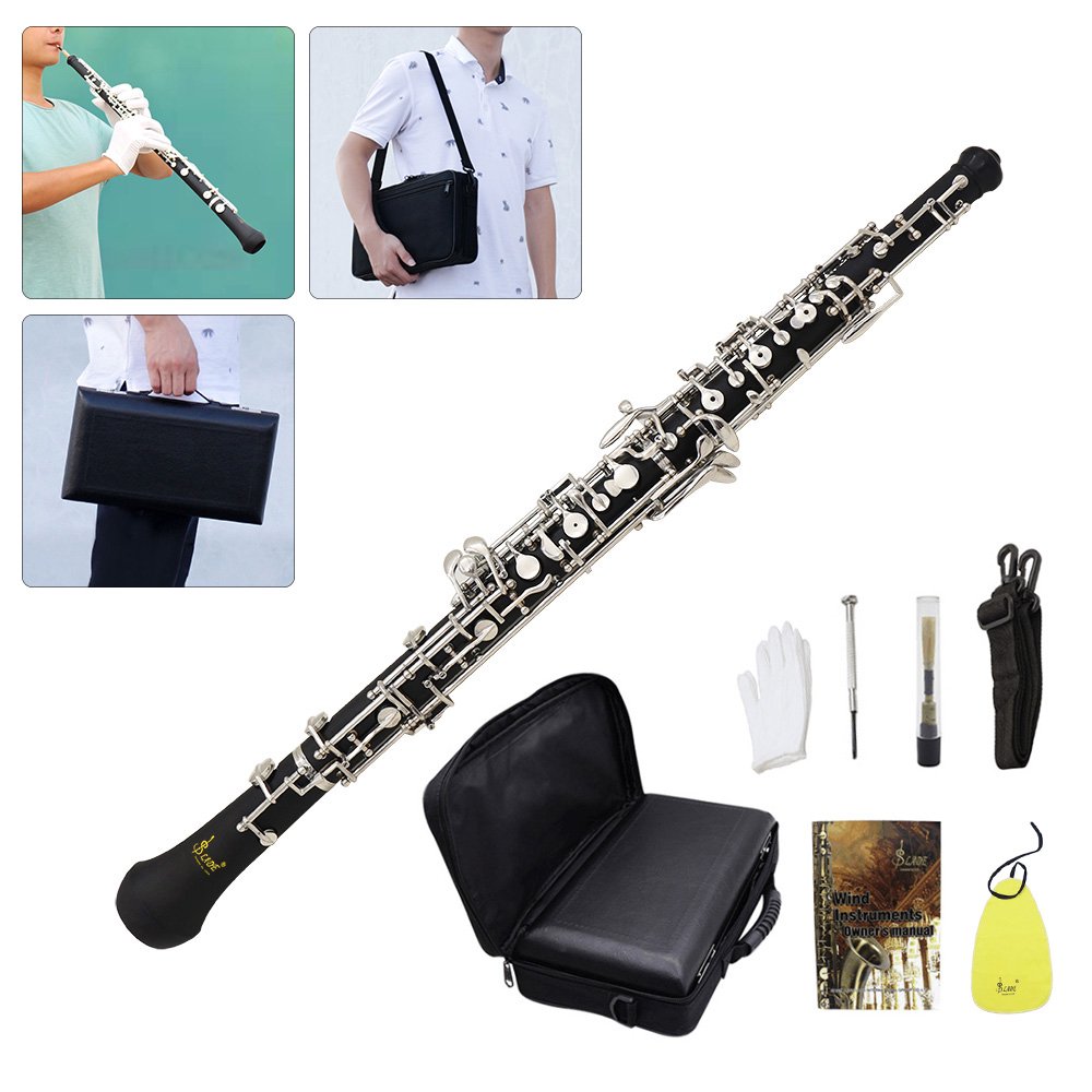 Professional Oboe C Key Cupronickel Plated Silver Woodwind Musical Instrument for Beginner
