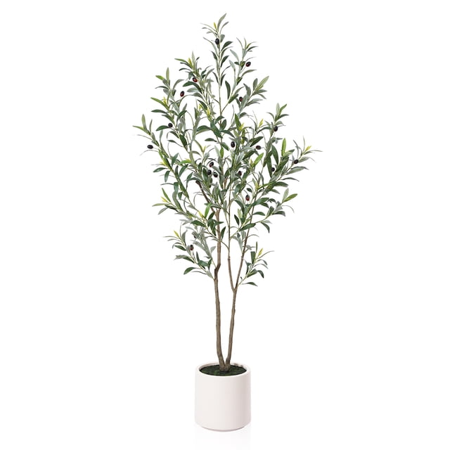 DR.Planzen Artificial Tree, 5 ft Indoor Multi-Trunk Olive tree, Perfect for Home, Office Decor