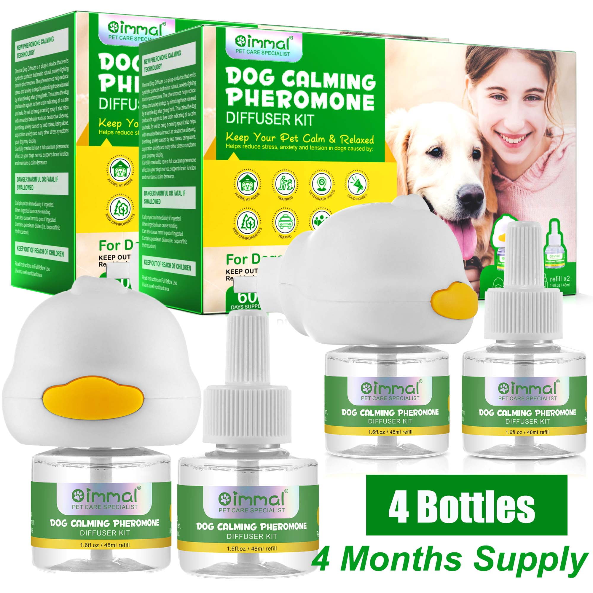 Oimmal Dog Calming Diffuser Kit (with 4 Refills),Plugin Pheromone