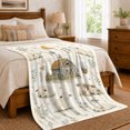 thumbnail image 6 of YShenghong Sleepy Farm Animals Around A Moonlit Blue Barn Printed Flannel Blanket, 6 of 7
