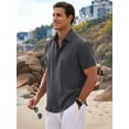 thumbnail image 2 of RICHCOIN Men's Linen Shirts Short Sleeve Casual Shirts Button Down Shirt for Men Summer Beach Shirt, 2 of 7