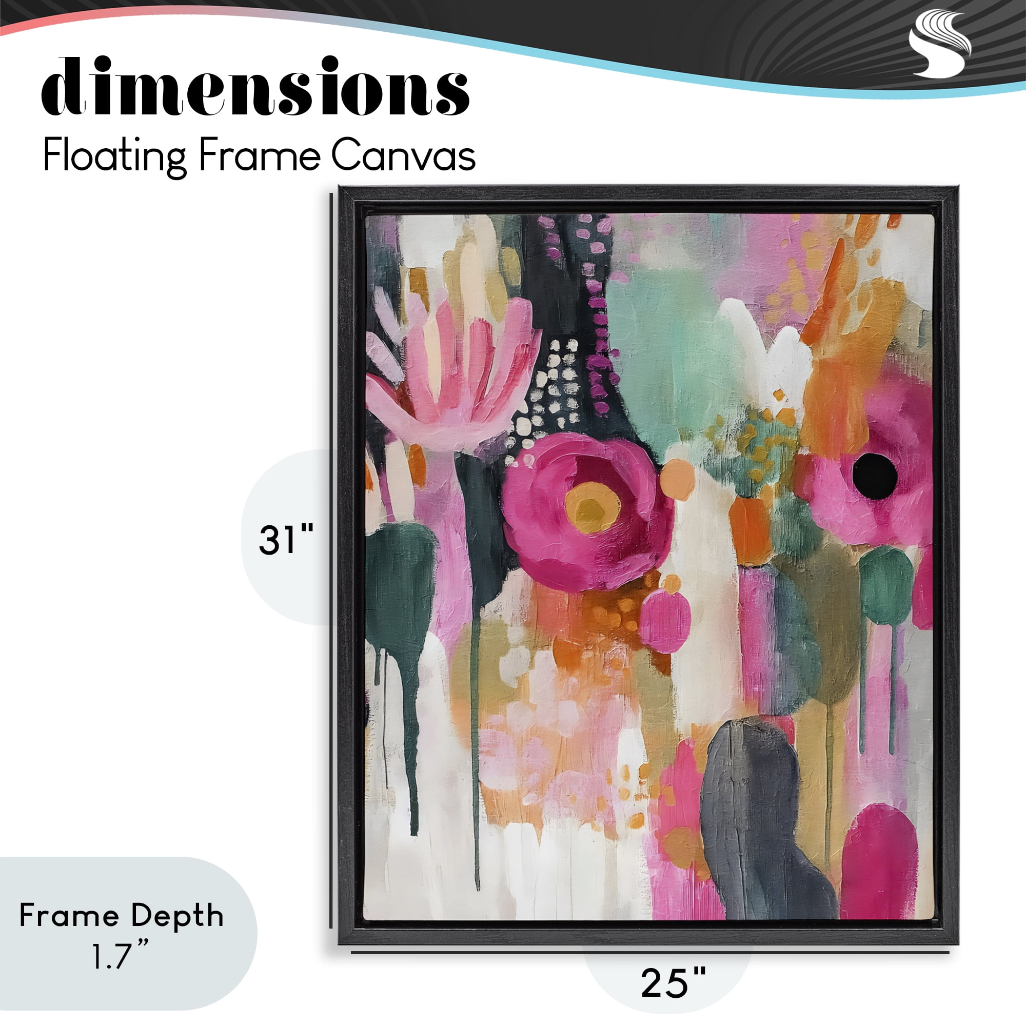 Stupell Industries Dripping Blooms Cascade Black Framed Floater Canvas Wall Art, design by Riley B