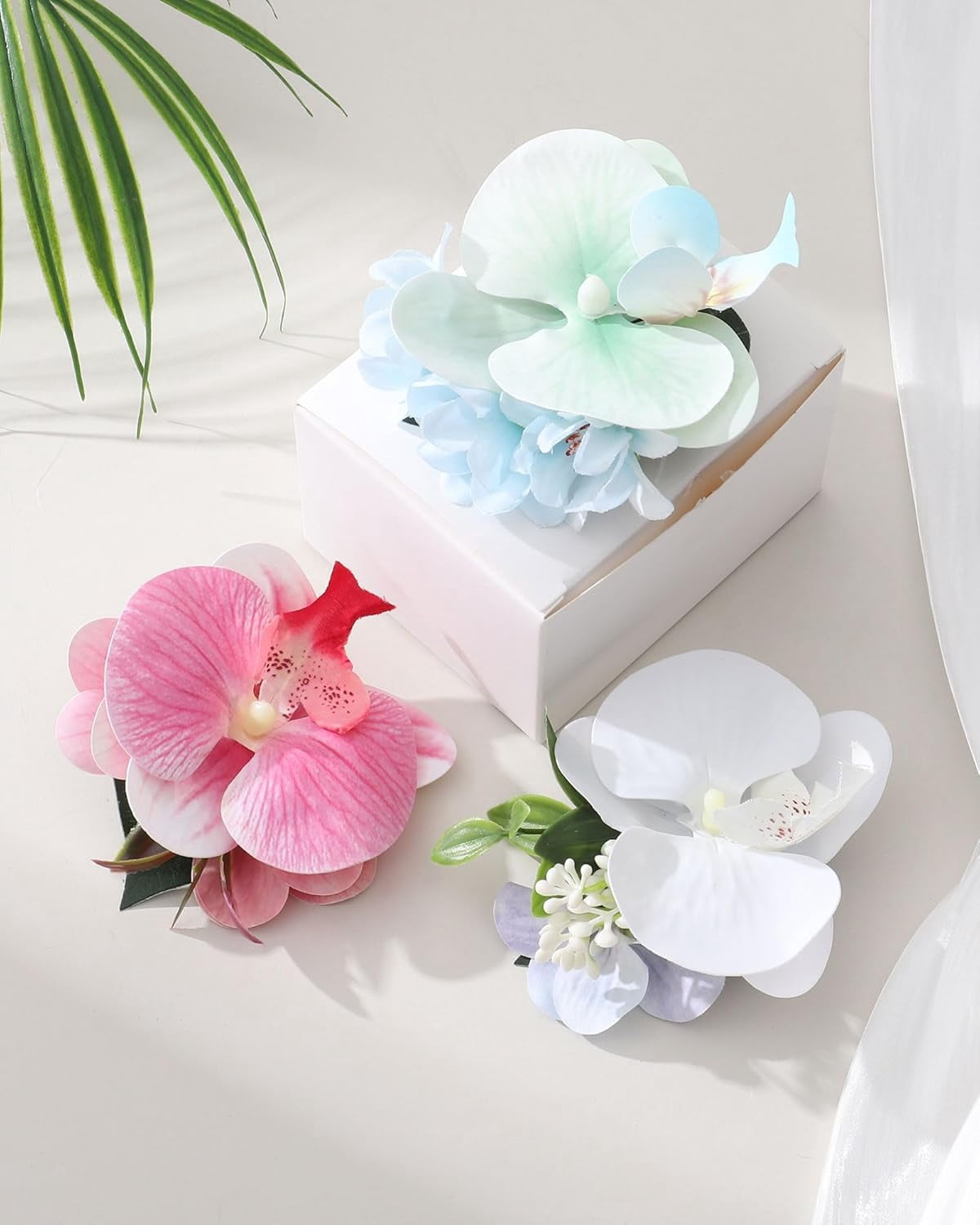 Hawaiian Flower Hair Clips for Women - 3PCS Beach Tropical Hair Clips for Girls,Artificial Flower Clips for Beach,Hawaiian Hair Accessories for Vacation Party