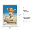 thumbnail image 2 of Yours For the Basking - Blonde Swimsuit Beauty on Beach - Vintage Pin Up Girl Print by Art Frahm c.1940s - Fine Art Rolled Canvas Print (Unframed) 27in x 40in, 2 of 4
