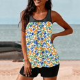 thumbnail image 6 of longantii Tankini Swimsuits for Women Two Piece Bathing Suits Floral Print Blouson Tank Top Tummy Control Modest Swimsuits with High Waist Swim Shorts Tankini Swimwear Orange XL, 6 of 7