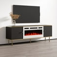 thumbnail image 2 of Camelia WH-EF Fireplace TV Stand for TVs up to 70", Mid-Century Modern Matte 63" Entertainment Center, Electric Fireplace TV Media Console with Storage Cabinets, 2 of 6