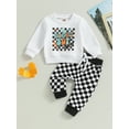 thumbnail image 2 of Bagilaanoe 2PCS Toddler Baby Boy Long Pants Set Graphic Print Long Sleeve Sweatshirt Pullover Tops + Drawstring Sweatpants 6M 12M 18M 24M 3T Kids Casual Sweatsuits, 2 of 8