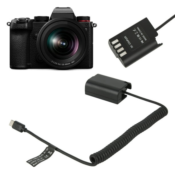 Adaptador de Alimentación Conector de Alimentación DMW DCC17 Acoplador de CC Tipo C a DMW BLK22 Adaptador de Alimentación de Batería Simulada Compatible con QC PD para Cámara ANGGREK Otros