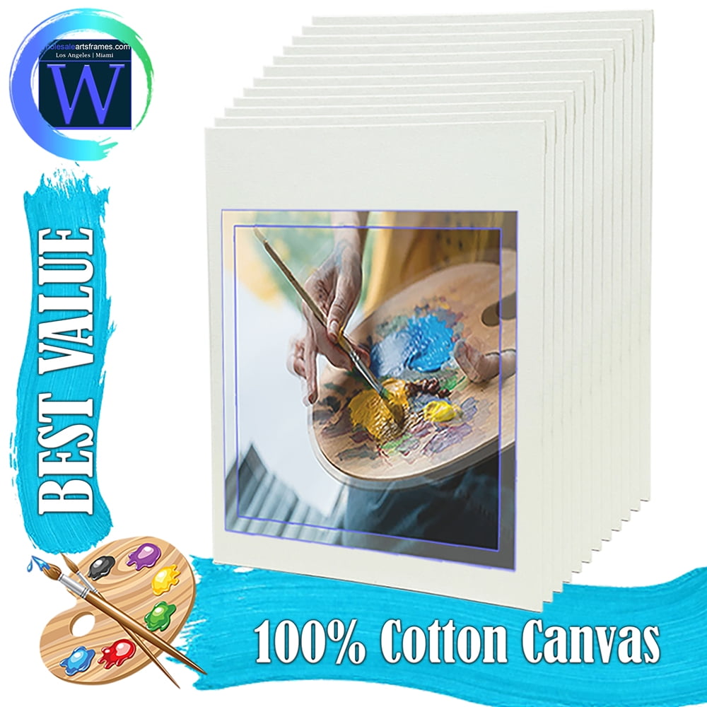 WholesaleArtsFrames-com 12x12 White Professional Artist Quality Acid Free Canvas Panels 100-Pack (1 Full Case of 100 Single Canvas Panels)