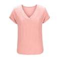 thumbnail image 7 of Avtoify Women's Solid Color Style Knit Fashion V-Neck T-Shirt Short Sleeve Top, 7 of 7
