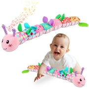 sixwipe Baby Musical Caterpillar Toys, Infant Stuffed Animal Toys with Crinkle, Rattle and Textures, Soft Sensory Toys for Tummy Time Newborn Boys Girls 0 3 6 12 Months(Pink)