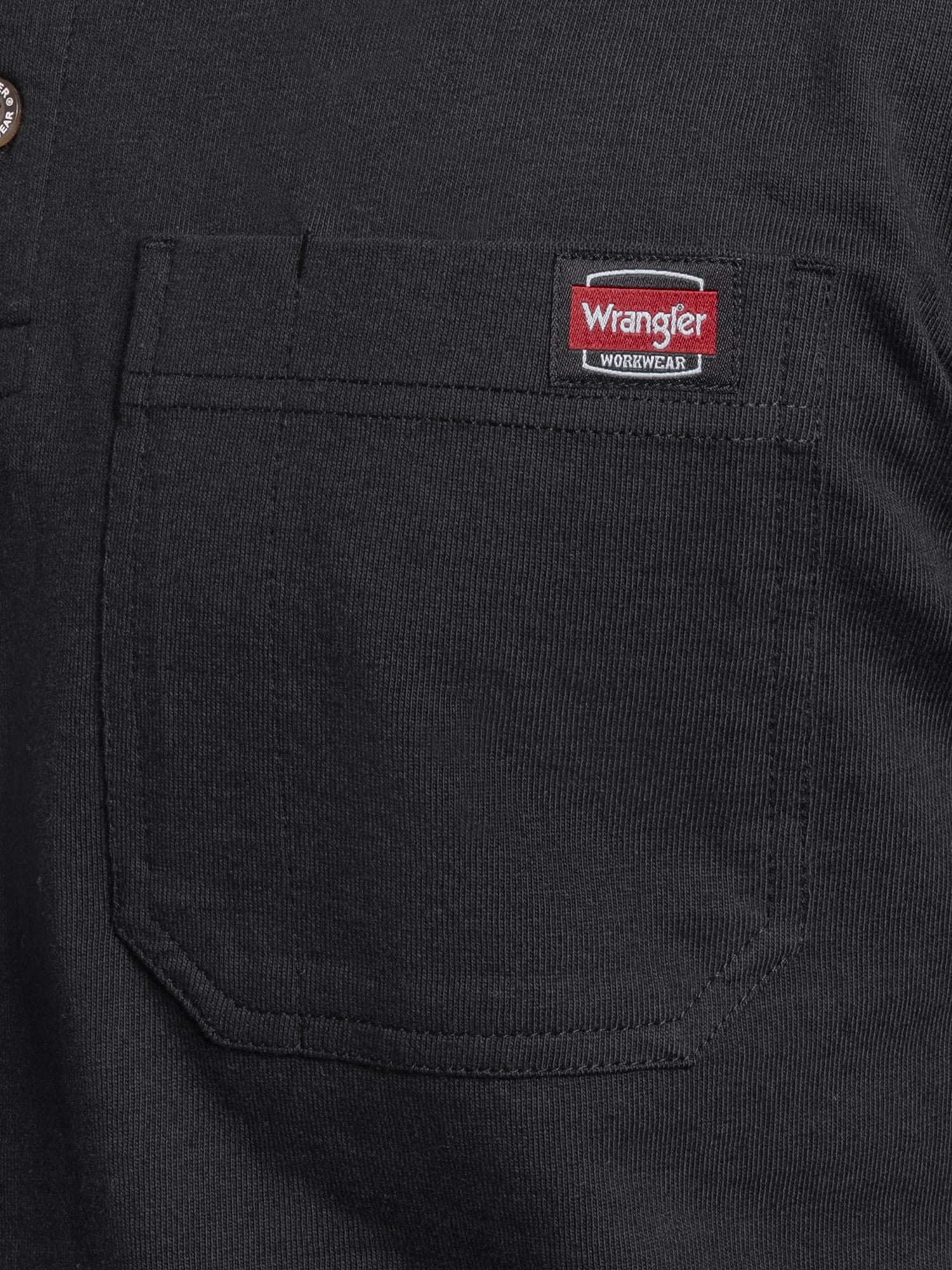 Wrangler Workwear Men's Heavyweight Long Sleeve Henley Pen Pocket Shirt, Size S-3XL