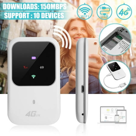 4G LTE Mobile WiFi Router Hotspot LED Lights Supports 5 Users Portable Router Modem for Car Home Mobile Travel