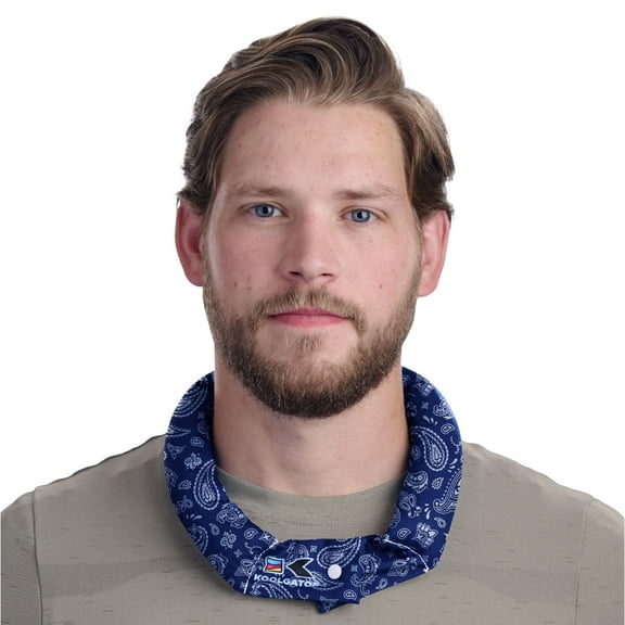 KOOLGATOR Evaporative Cooling Neck Wrap - Keep Cool in The Heat, Summer Cooling Accessories, Long Lasting, Reusable & Breathable, Available in 1, 3, or 5 Pack (Blue & Red Paisley, 1 Pack)