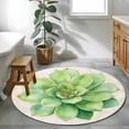 thumbnail image 5 of Succulents Round Rug 3ft Washable Circle Entryway Rugs Non Slip Retro Summer Green Ferns Plant Watercolor Area Rug Indoor Floor Carpet for Bedroom Kitchen Living Room Home Office Dining Room Nursery, 5 of 8