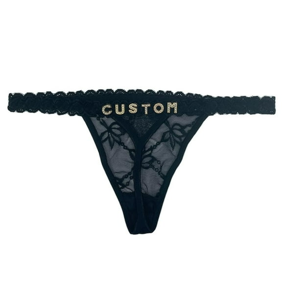Women's Panties Personalized Thong With Hand Sewn Names Custom Name Underwear Sets Nylon & Spandex Comfortable Lace Material G-String Design Package Size 20X10X2Cm Panties For Women