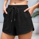 thumbnail image 2 of Pantalones cortos casuales rectos con cordón para mujer - Pantalones cortos de verano de poliéster ligeros y transpirables, tallas S-XXXL, 2 of 5