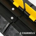 thumbnail image 3 of Heavy Duty Rubber Cable Protector Ramp, 2-Channel Flip-Open Cord Cover, Modular Interlocking Design, 22,000 lbs Load Capacity, High-Visibility Yellow Lid, 3 of 7