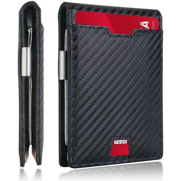 Flancci RFID BLOCKING Slim Money Clip Men's Modern Bifold Card Wallet, Black