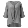 thumbnail image 4 of Trendy Women Shirts Casual V Neck Solid Color Tee For Summer Stylish Outfit Pair With Jeans And Casual Pants Easy Care Hand Or Machine Wash Womens Dressy Tee Shirts Sleeves for Women Long Sleeve, 4 of 5