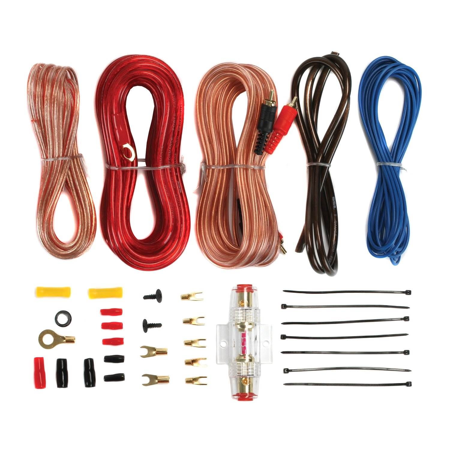 50 ft Red Gray 8 Gauge Amplifier Power Ground Wire 50 Feet 8 GA AWG Amp Cable