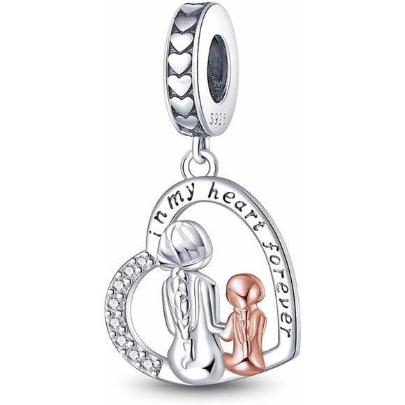 Abalorio Colgante Plata Ley 925 con Circonitas Cúbicas, Regalo para Mujer, Compatible con Pulsera y Collar