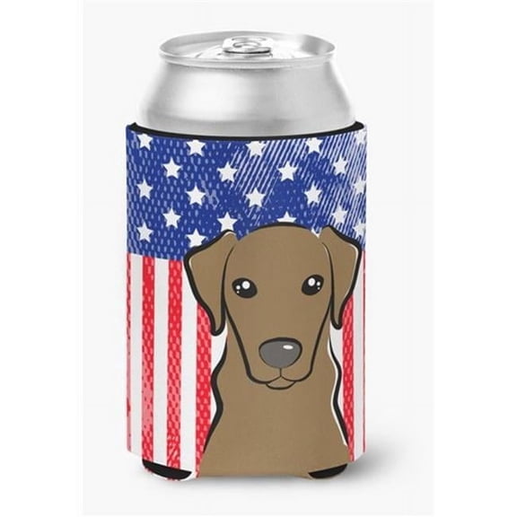 American Flag & Chocolate Labrador Can or Bottle Hugger
